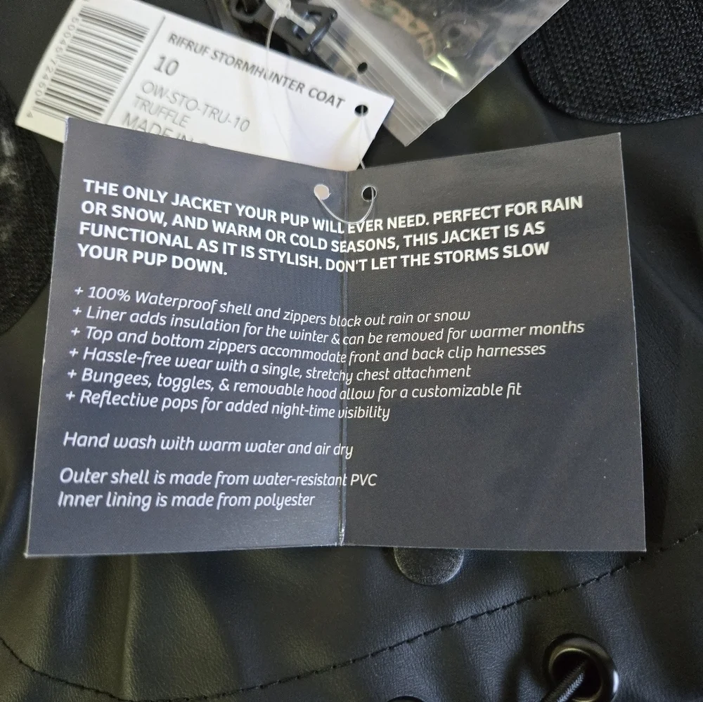 RIFRUF | Stormhunter Dog Raincoat in Truffle (black) sz 10
